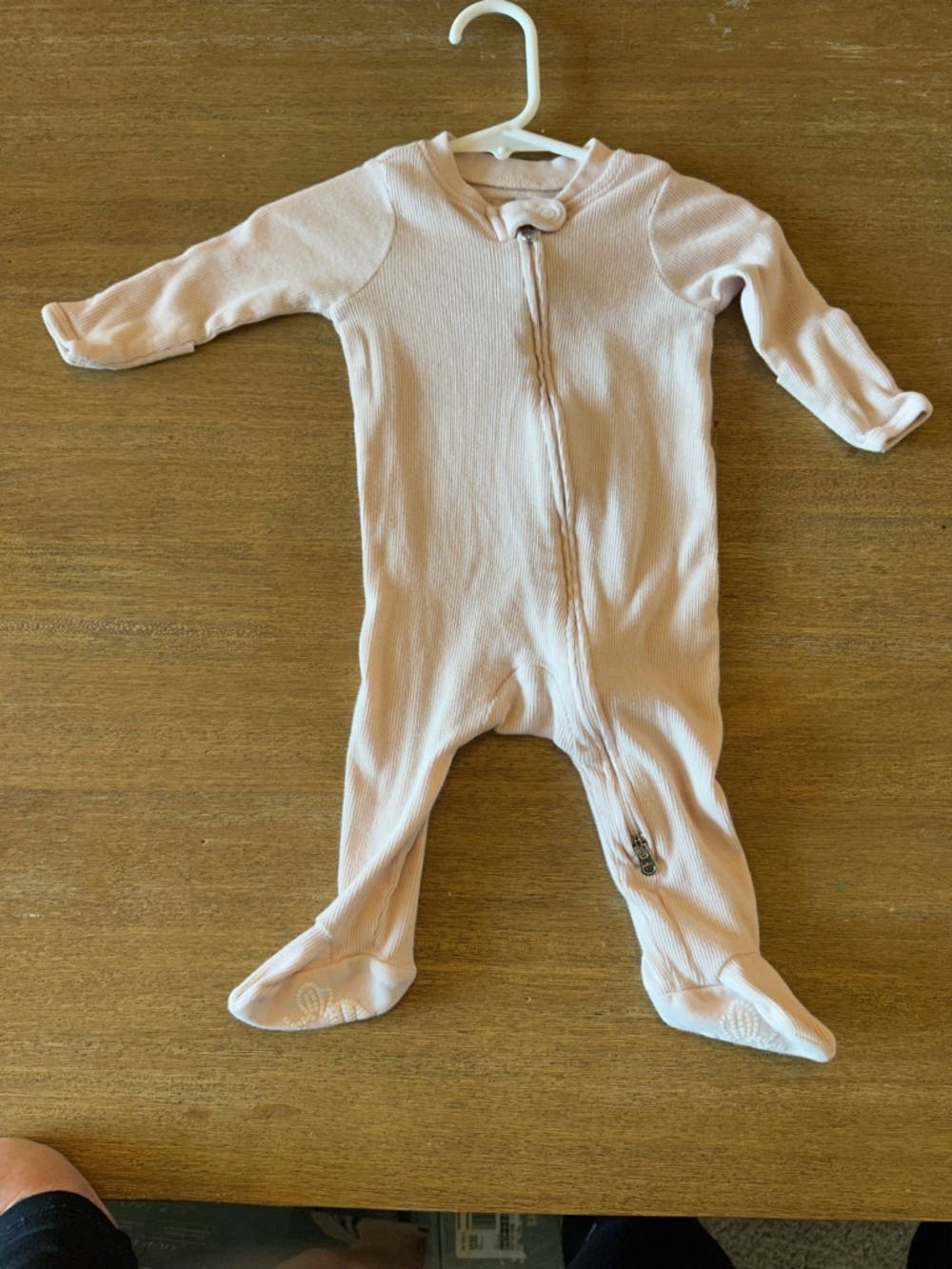 Burt's Bees Baby Ribbed Zip Footed One-Piece in Pale Pink